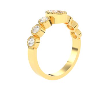 Lüks kadın yüzüğü beyaz arka planda izole edilmiş, 3D görüntüleme - illüstrasyon