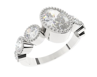 Lüks kadın yüzüğü beyaz arka planda izole edilmiş, 3D görüntüleme - illüstrasyon