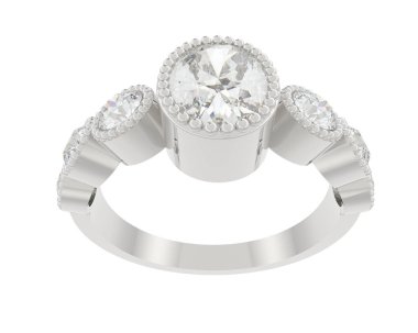 Lüks kadın yüzüğü beyaz arka planda izole edilmiş, 3D görüntüleme - illüstrasyon