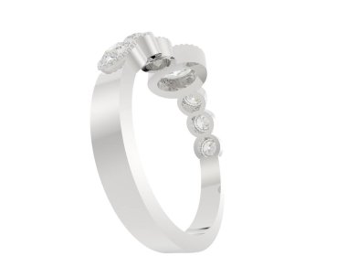 Lüks kadın yüzüğü beyaz arka planda izole edilmiş, 3D görüntüleme - illüstrasyon