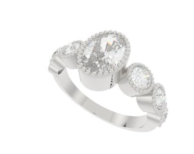 Lüks kadın yüzüğü beyaz arka planda izole edilmiş, 3D görüntüleme - illüstrasyon