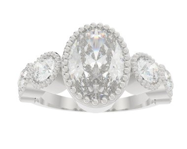 Lüks kadın yüzüğü beyaz arka planda izole edilmiş, 3D görüntüleme - illüstrasyon