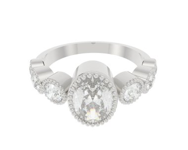 Lüks kadın yüzüğü beyaz arka planda izole edilmiş, 3D görüntüleme - illüstrasyon