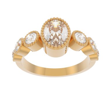 Lüks kadın yüzüğü beyaz arka planda izole edilmiş, 3D görüntüleme - illüstrasyon