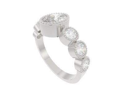 Lüks kadın yüzüğü beyaz arka planda izole edilmiş, 3D görüntüleme - illüstrasyon