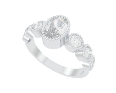 Lüks kadın yüzüğü beyaz arka planda izole edilmiş, 3D görüntüleme - illüstrasyon