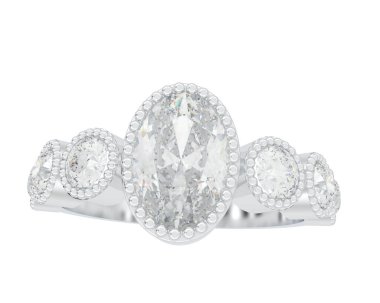 Lüks kadın yüzüğü beyaz arka planda izole edilmiş, 3D görüntüleme - illüstrasyon