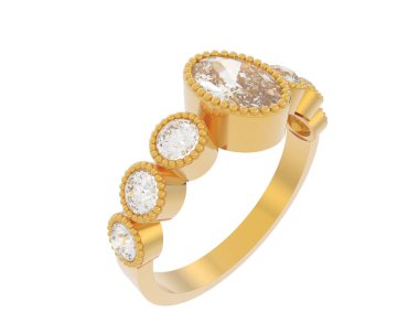 Lüks kadın yüzüğü beyaz arka planda izole edilmiş, 3D görüntüleme - illüstrasyon