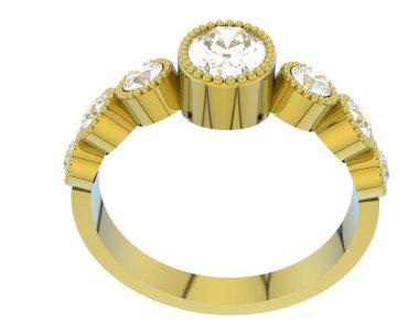 Lüks kadın yüzüğü beyaz arka planda izole edilmiş, 3D görüntüleme - illüstrasyon