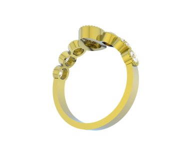 Lüks kadın yüzüğü beyaz arka planda izole edilmiş, 3D görüntüleme - illüstrasyon