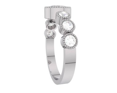 Lüks kadın yüzüğü beyaz arka planda izole edilmiş, 3D görüntüleme - illüstrasyon