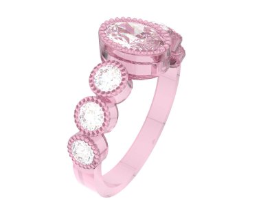 Lüks kadın yüzüğü beyaz arka planda izole edilmiş, 3D görüntüleme - illüstrasyon