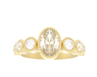 Lüks kadın yüzüğü beyaz arka planda izole edilmiş, 3D görüntüleme - illüstrasyon