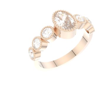 Lüks kadın yüzüğü beyaz arka planda izole edilmiş, 3D görüntüleme - illüstrasyon