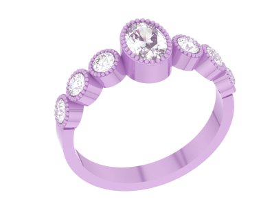 Lüks kadın yüzüğü beyaz arka planda izole edilmiş, 3D görüntüleme - illüstrasyon