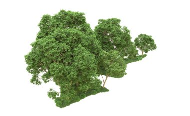 Yeşil orman ıssız. Afişler ve afişler için kullanışlı. 3d oluşturma.