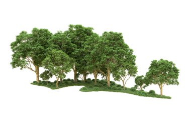 Yeşil orman ıssız. Afişler ve afişler için kullanışlı. 3d oluşturma.