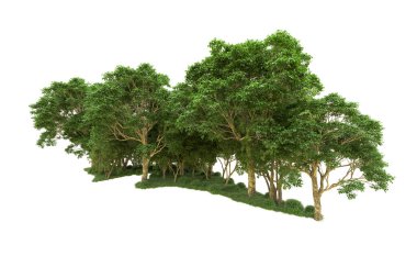 Yeşil orman ıssız. Afişler ve afişler için kullanışlı. 3d oluşturma.