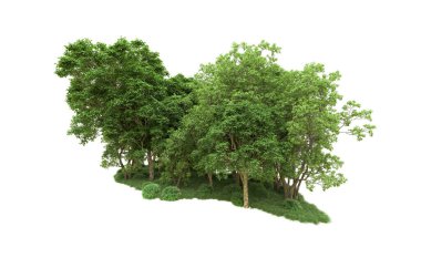 Yeşil orman ıssız. Afişler ve afişler için kullanışlı. 3d oluşturma.