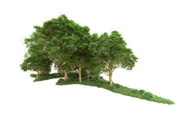 Yeşil orman ıssız. Afişler ve afişler için kullanışlı. 3d oluşturma.