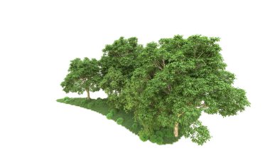 Yeşil orman ıssız. Afişler ve afişler için kullanışlı. 3d oluşturma.