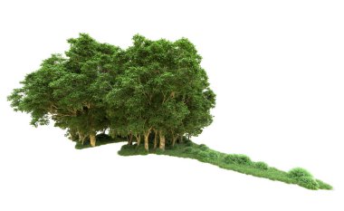 Yeşil orman ıssız. Afişler ve afişler için kullanışlı. 3d oluşturma.