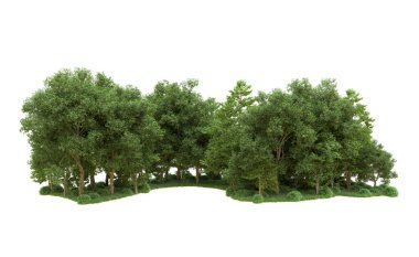 Yeşil orman ıssız. Afişler ve afişler için kullanışlı. 3d oluşturma.