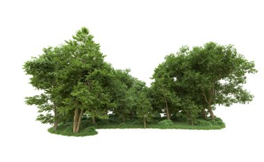 Yeşil orman ıssız. Afişler ve afişler için kullanışlı. 3d oluşturma.