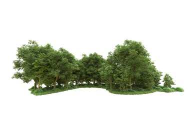 Yeşil orman ıssız. Afişler ve afişler için kullanışlı. 3d oluşturma.