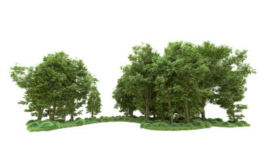 Yeşil orman ıssız. Afişler ve afişler için kullanışlı. 3d oluşturma.