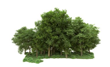 Yeşil orman ıssız. Afişler ve afişler için kullanışlı. 3d oluşturma.