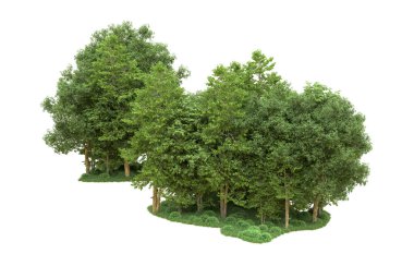 Yeşil orman ıssız. Afişler ve afişler için kullanışlı. 3d oluşturma.