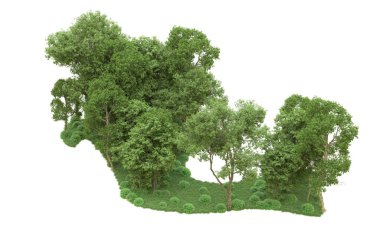 Yeşil orman ıssız. Afişler ve afişler için kullanışlı. 3d oluşturma.