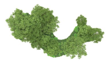 Yeşil orman ıssız. Afişler ve afişler için kullanışlı. 3d oluşturma.