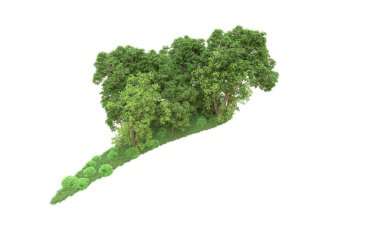 Yeşil orman ıssız. Afişler ve afişler için kullanışlı. 3d oluşturma.