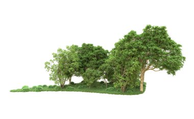 Yeşil orman ıssız. Afişler ve afişler için kullanışlı. 3d oluşturma.
