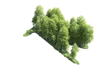 Beyaz zemin üzerine yeşil ağaçlar kadar kapatın