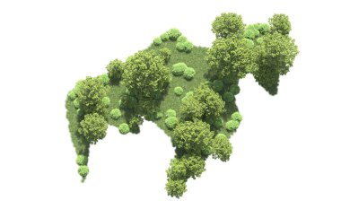 Beyaz arka plan üzerinde izole ağaçlar grubu