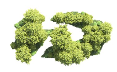 Orman ağaçları arka planda maskeyle izole edilmiş. 3d görüntüleme - illüstrasyon