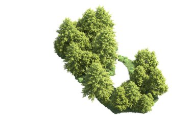 Orman ağaçları arka planda maskeyle izole edilmiş. 3d görüntüleme - illüstrasyon