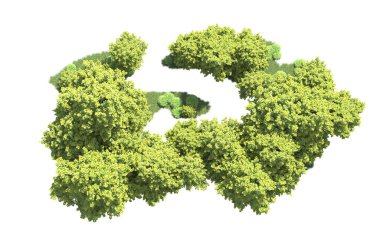 Orman ağaçları arka planda maskeyle izole edilmiş. 3d görüntüleme - illüstrasyon