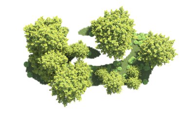 Orman ağaçları arka planda maskeyle izole edilmiş. 3d görüntüleme - illüstrasyon