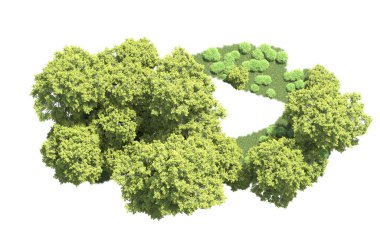 Orman ağaçları arka planda maskeyle izole edilmiş. 3d görüntüleme - illüstrasyon