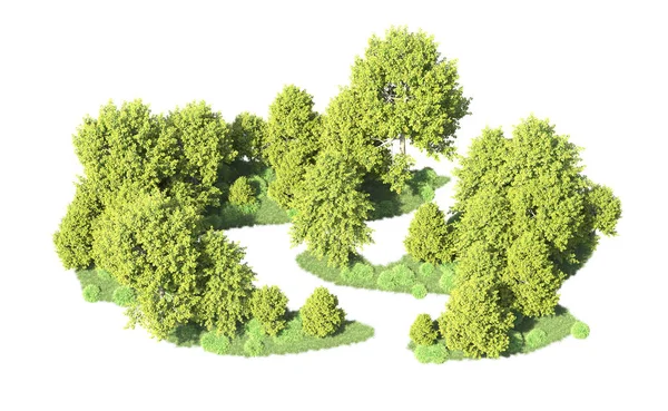 Beyaz arka plan üzerinde izole ağaçlar grubu