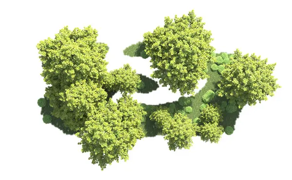 Orman ağaçları arka planda maskeyle izole edilmiş. 3d görüntüleme - illüstrasyon