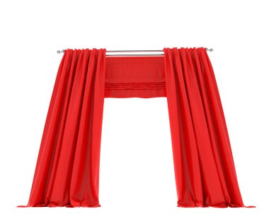 Perdeler arka planda izole. 3d görüntüleme - illüstrasyon