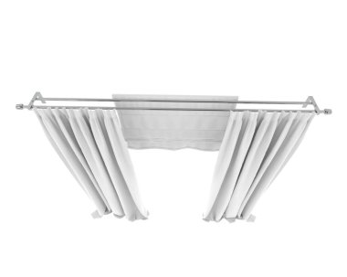 Perdeler arka planda izole. 3d görüntüleme - illüstrasyon