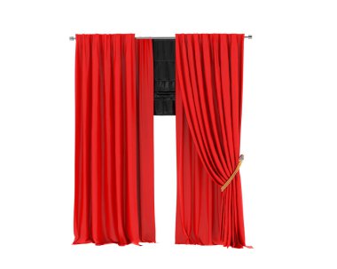 Perdeler arka planda izole. 3d görüntüleme - illüstrasyon