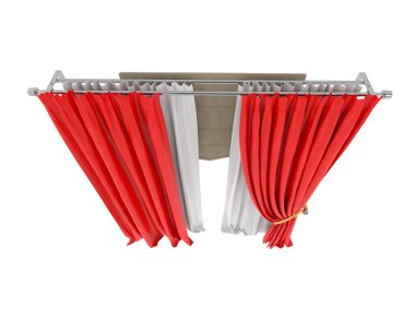 Perdeler arka planda izole. 3d görüntüleme - illüstrasyon