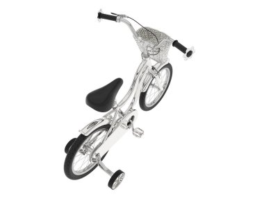 Çocuk bisikleti beyaz arka planda izole edilmiş. 3d görüntüleme - illüstrasyon